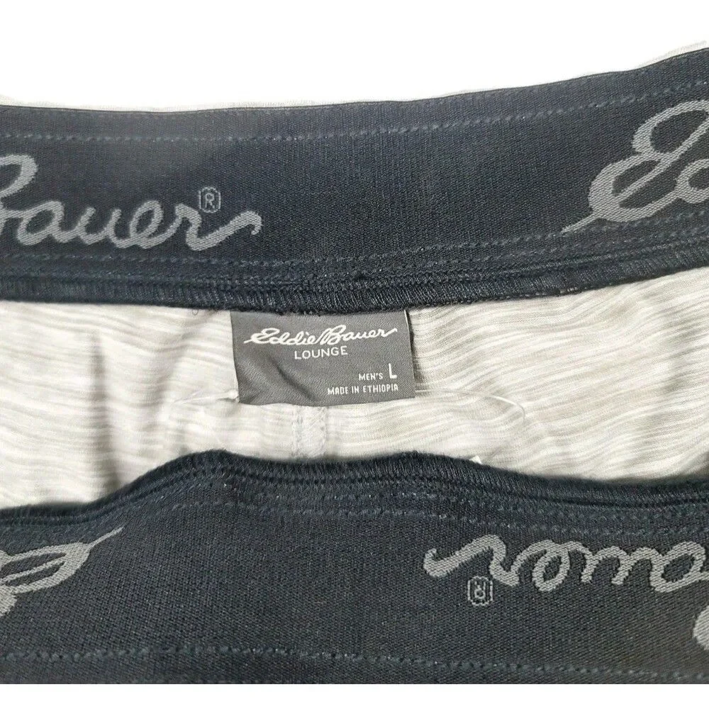 Eddie Bauer Men's M Knit Lounge Shorts 2-pack Zip Secured Pocket B15 Gray Green